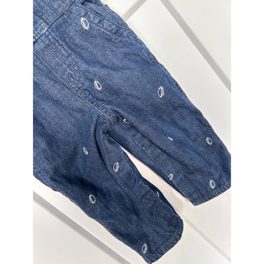 OshKosh‎ B’gosh Football Embroidered Denim Overalls Blue Size 18M - Picture 3 of 11